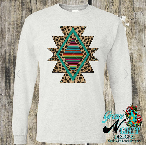 Serape Leopard Aztec Long Sleeve